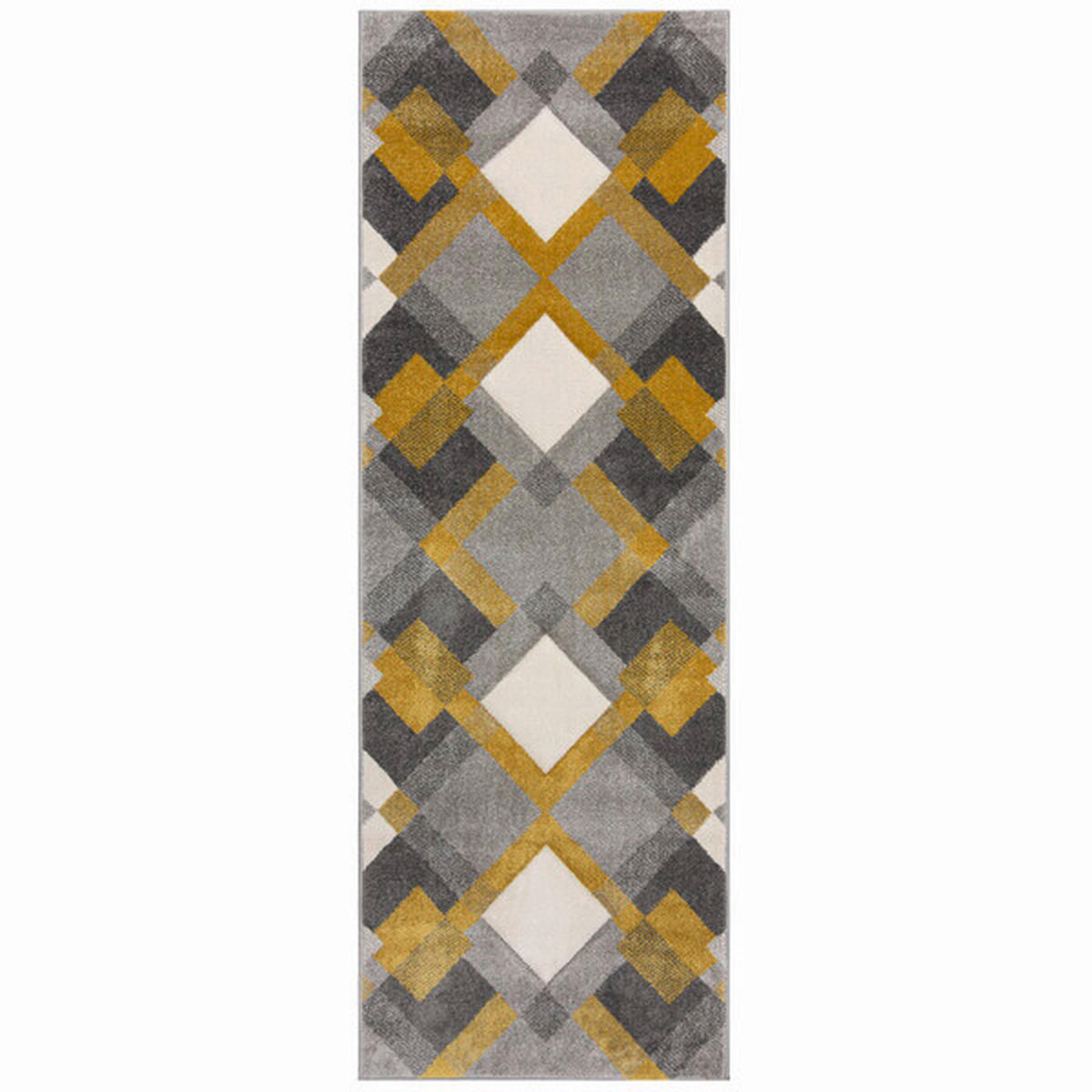 WEBTEPPICH 80/230 cm NIMBUS Grau, Dunkelgelb  - Dunkelgelb/Grau, KONVENTIONELL, Textil (80/230cm)