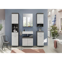 KOUPELNA antracitová, šedá, vysoce lesklá bílá  - šedá/barvy stříbra, Moderní, kompozitní dřevo/plast (134cm) - MID.YOU
