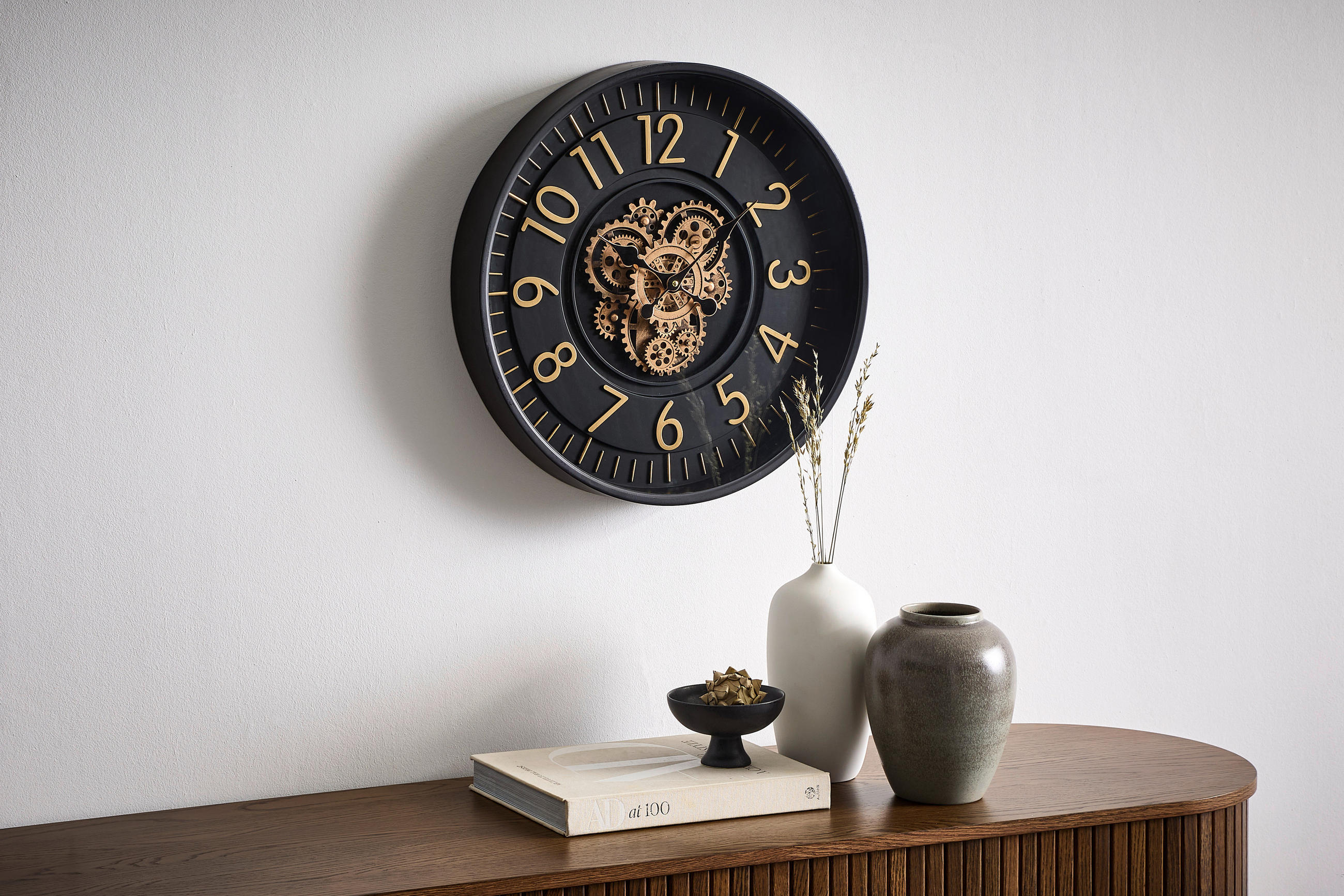 WANDUHR  Schwarz, Goldfarben  - Goldfarben/Schwarz, Trend, Glas/Kunststoff (53/8/53cm) - Landscape
