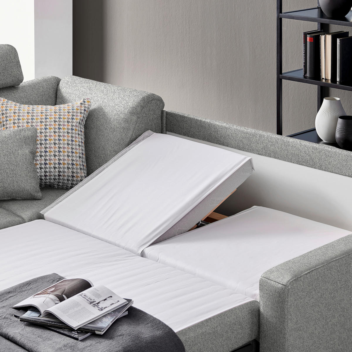 ECKSOFA  in Mikrovelours Naturfarben  208/227 cm  - Alufarben/Naturfarben, KONVENTIONELL, Textil/Metall (208/227cm) - Sedda