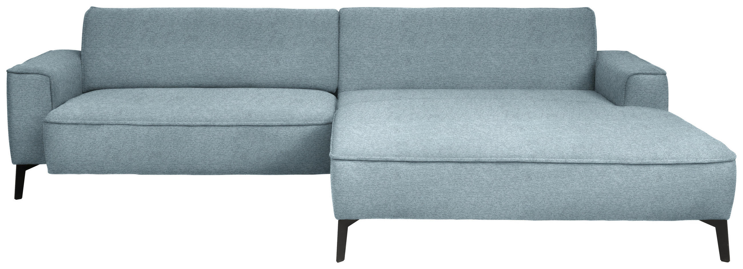 ECKSOFA in Flachgewebe Hellblau  - Schwarz/Hellblau, Design, Textil/Metall (285/190cm) - Johann Jakob