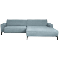 ECKSOFA in Flachgewebe Hellblau  - Schwarz/Hellblau, Design, Textil/Metall (285/190cm) - Johann Jakob