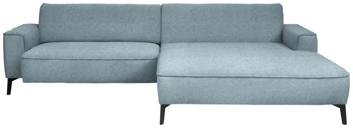 ECKSOFA in Flachgewebe Hellblau  - Schwarz/Hellblau, Design, Textil/Metall (285/190cm) - Johann Jakob