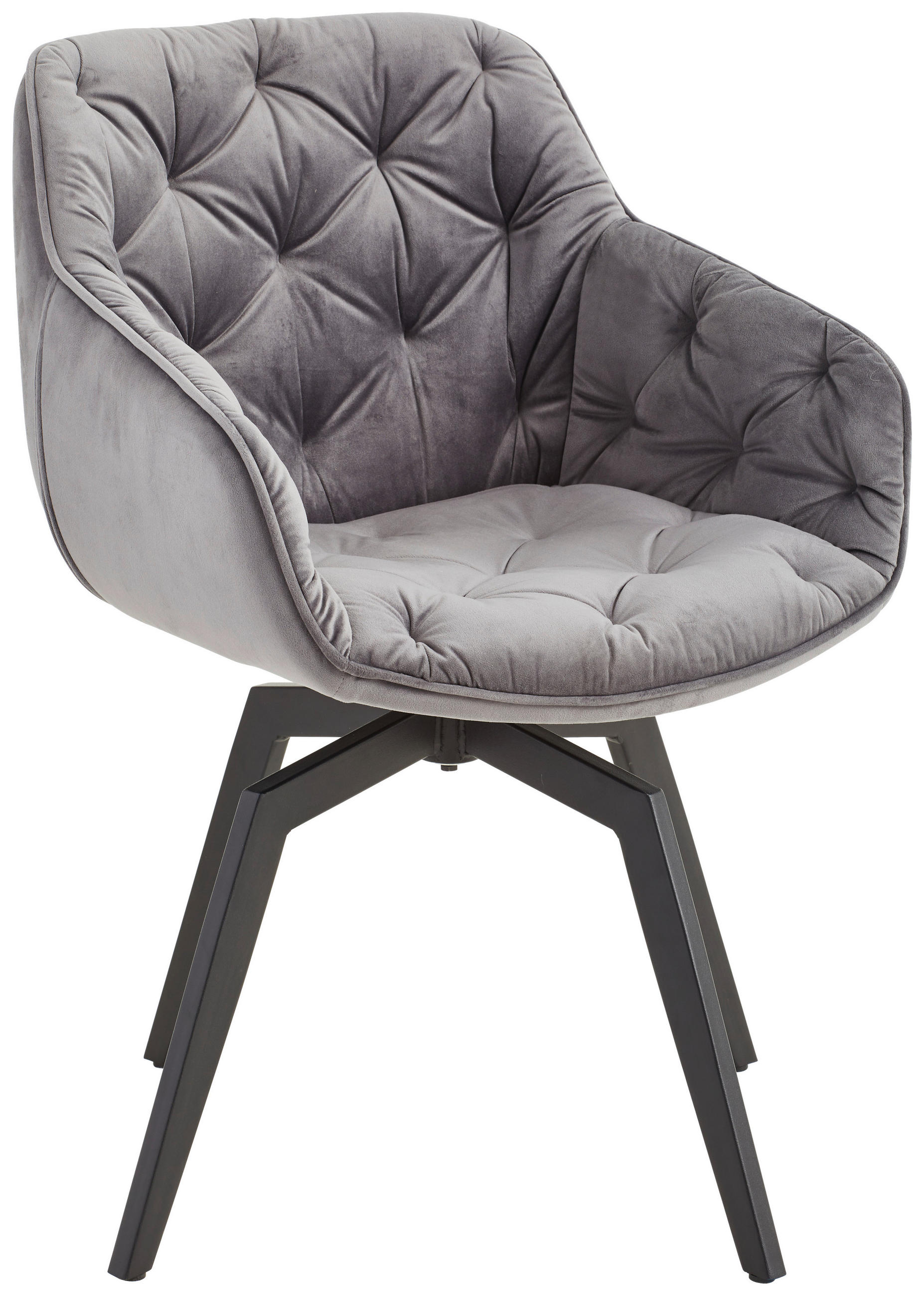 SCAUN CU BRAȚE din lemn, metal, textil, negru, gri închis,