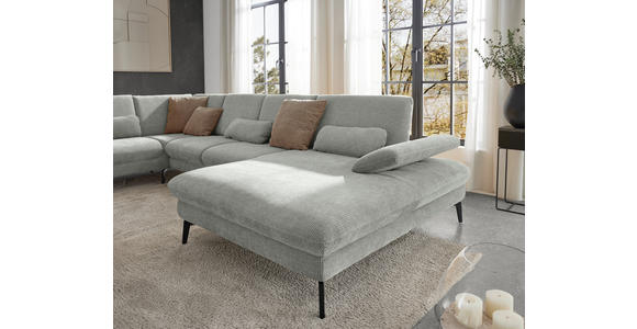 WOHNLANDSCHAFT in Webstoff Silberfarben - Silberfarben/Schwarz, Design, Textil/Metall (208/354/157cm) - Dieter Knoll