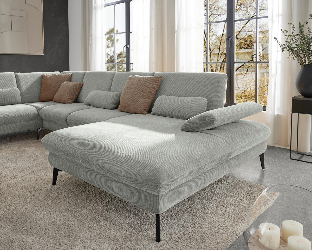WOHNLANDSCHAFT in Webstoff Silberfarben  - Silberfarben/Schwarz, Design, Textil/Metall (208/354/157cm) - Dieter Knoll