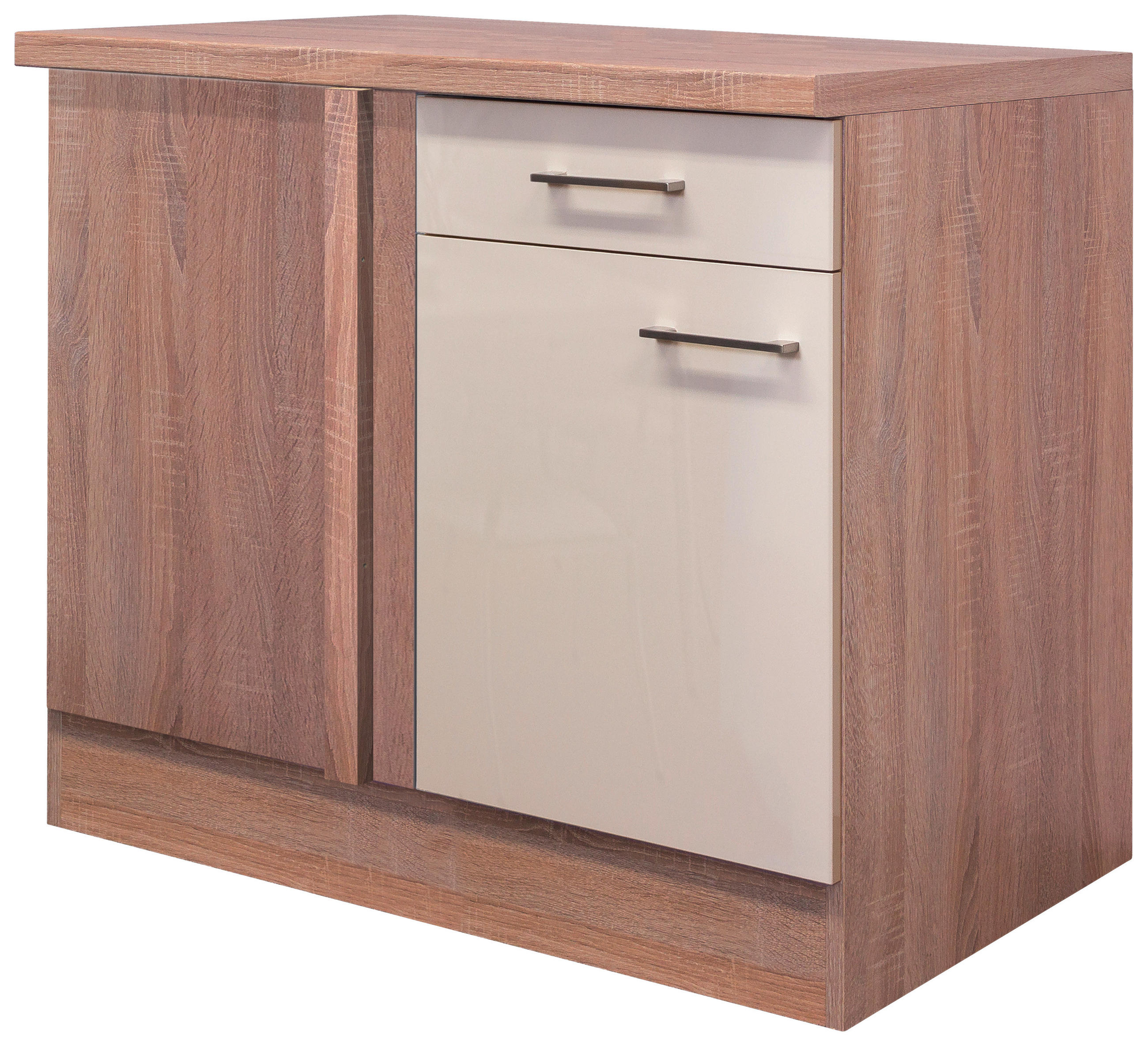 ECKUNTERSCHRANK 110/86/60 cm  in Kaschmir  - Kaschmir/Edelstahlfarben, MODERN, Holzwerkstoff/Metall (110/86/60cm) - FlexWell