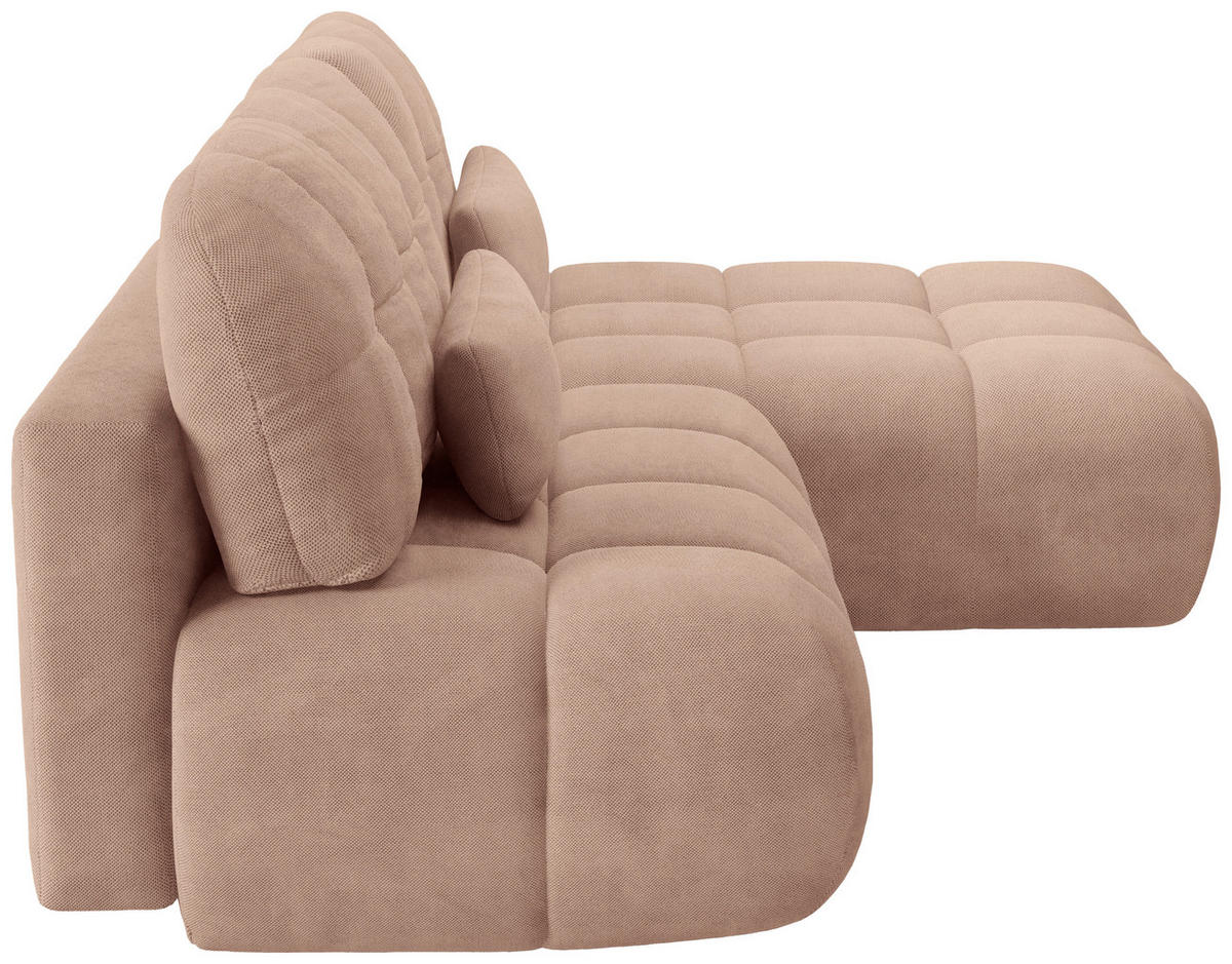 ECKSOFA TARANTO in Webstoff Rosa  172/225 cm  - Schwarz/Rosa, Design, Kunststoff/Textil (172/225cm) - Livetastic