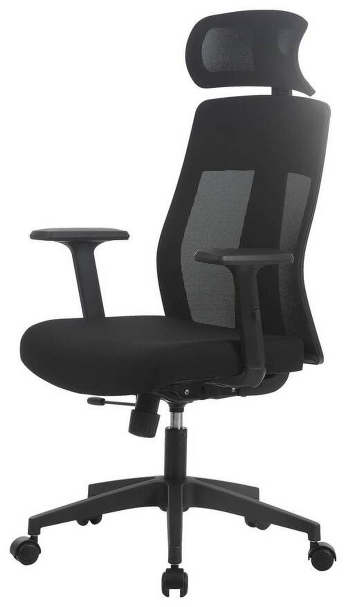 SCAUN ROTATIV  plasă tensionată, țesătură negru  - negru, Konventionell, plastic/textil (66/117-125/66cm) - Novel