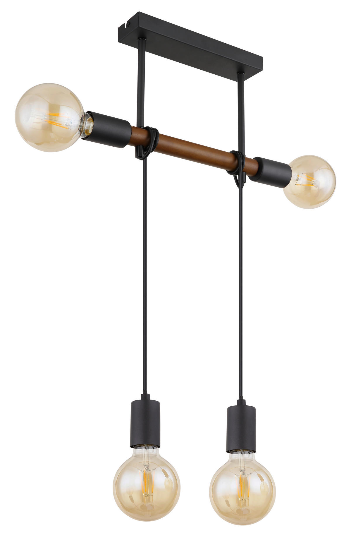 HÄNGELEUCHTE 39/6/100 cm   - Schwarz/Braun, Basics, Holz/Metall (39/6/100cm) - Globo