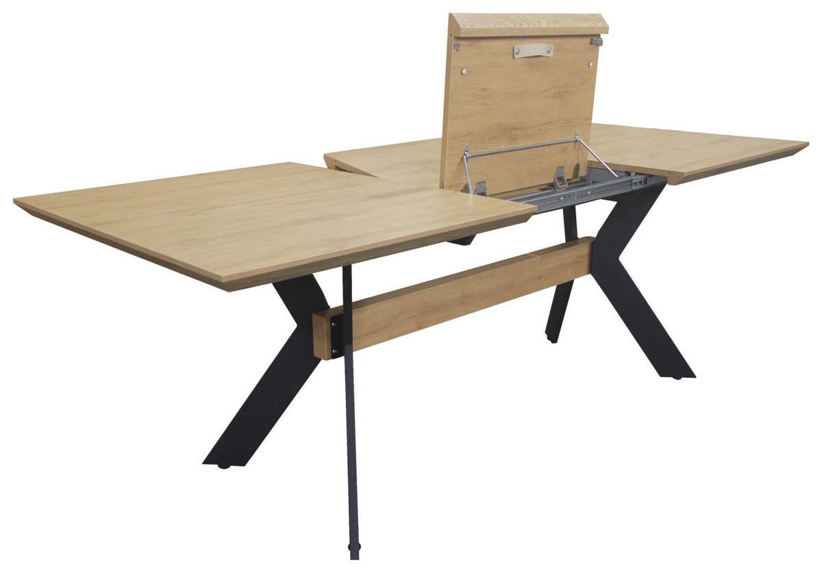 STOL ZA BLAGOVAONICU  prirodne boje, crna  metal, drvni materijal      - prirodne boje/crna, Design, drvni materijal/metal (160-220/90/76cm) - Novel