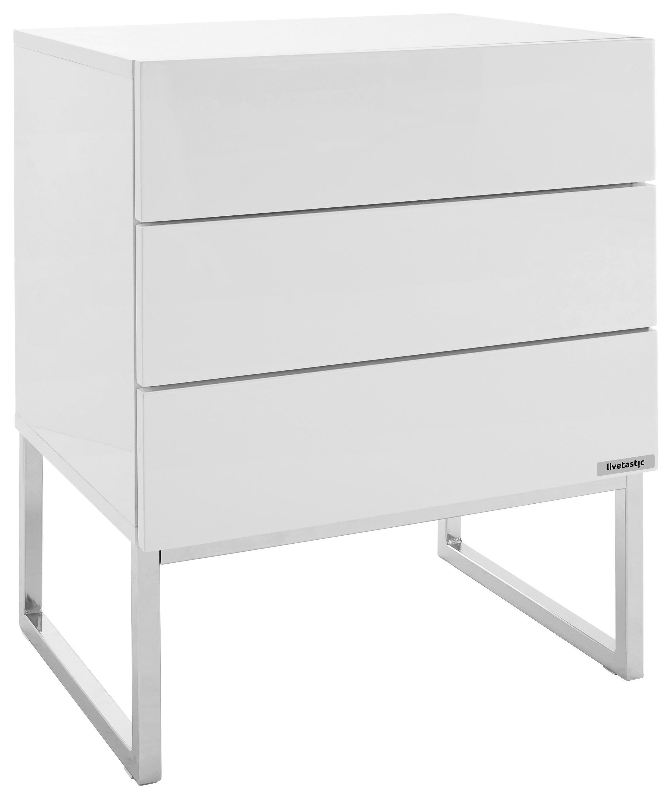 NACHTSCHRANK 50/60/40 cm  - Chromfarben/Weiß, Design, Holzwerkstoff/Metall (50/60/40cm) - Livetastic