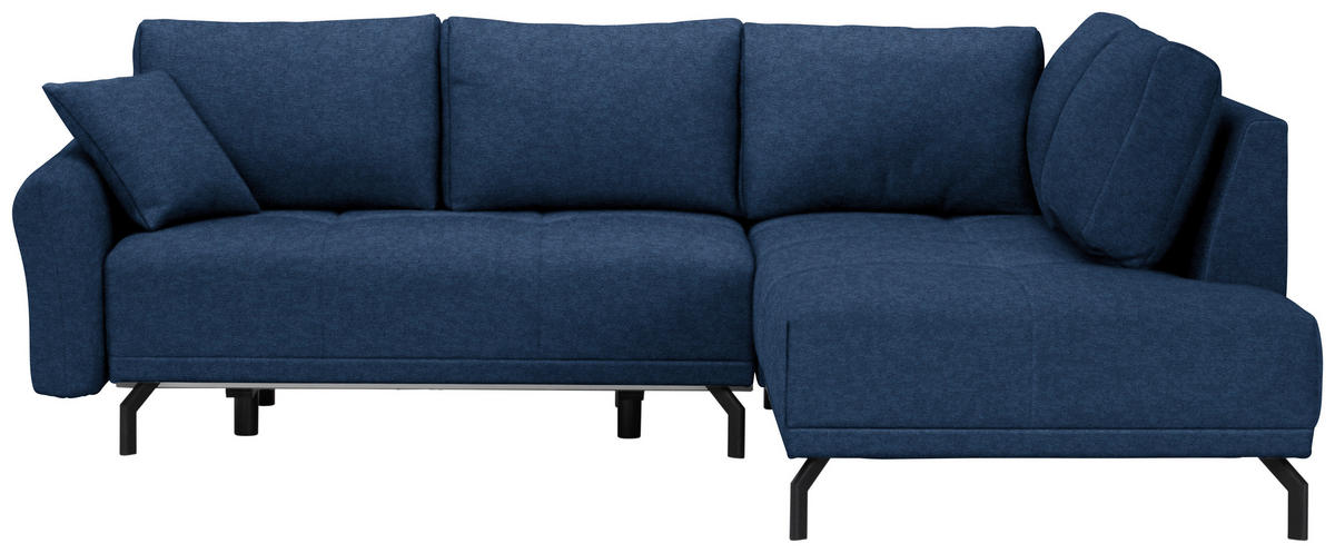 ECKSOFA in Webstoff Dunkelblau  250/191 cm  - Schwarz/Dunkelblau, Design, Textil/Metall (250/191cm) - Carryhome
