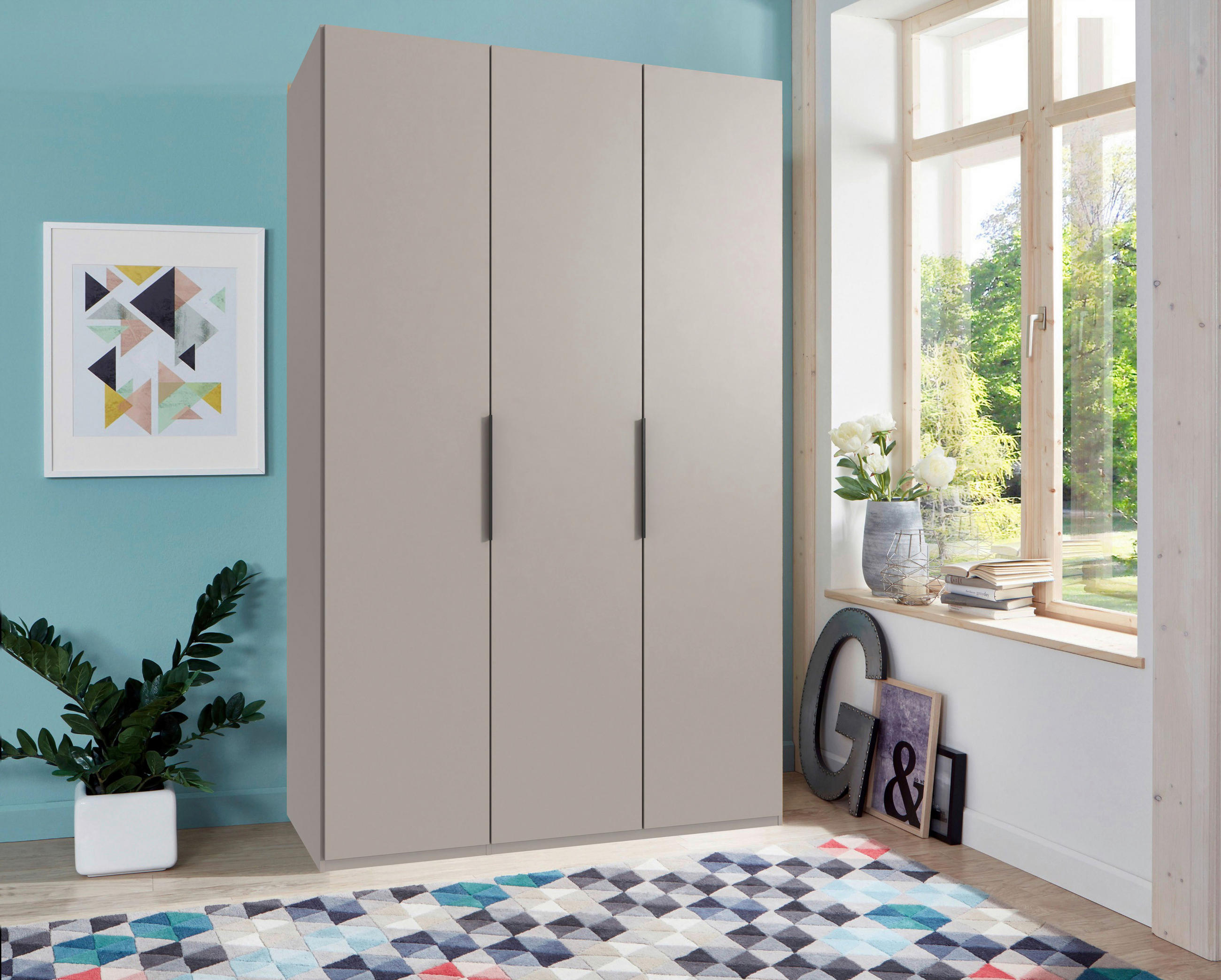 DREHTÜRENSCHRANK in Sahara  - Schwarz/Sahara, Konventionell, Holzwerkstoff/Metall (150/236/58cm) - Hom`in