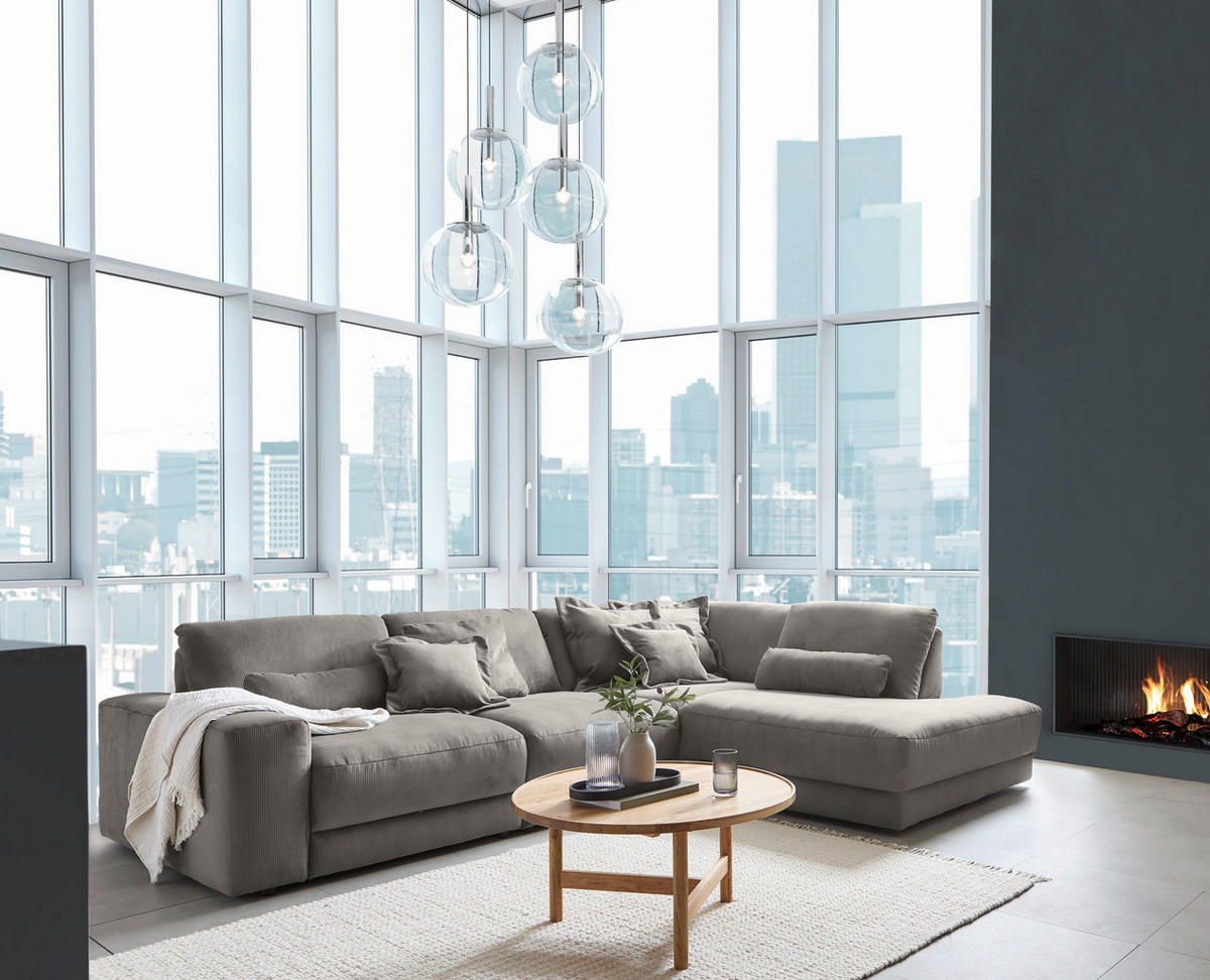ECKSOFA in Feincord Grau  316/242 cm  - Schwarz/Grau, Design, Kunststoff/Textil (316/242cm) - Niels Andersson