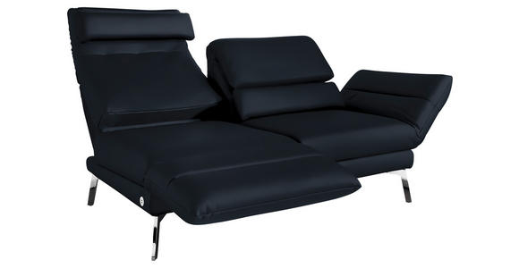 2-SITZER-SOFA Echtleder Dunkelblau  - Chromfarben/Dunkelblau, Design, Leder/Metall (198-246/83/96-187cm) - Dieter Knoll