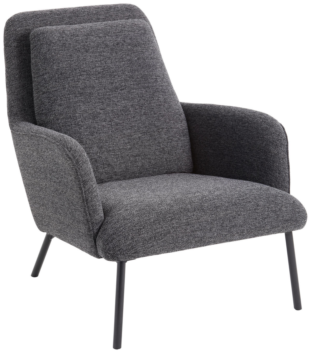 SESSEL in Flachgewebe Anthrazit  - Anthrazit/Schwarz, Design, Textil/Metall (73/85/96cm) - Johann Jakob