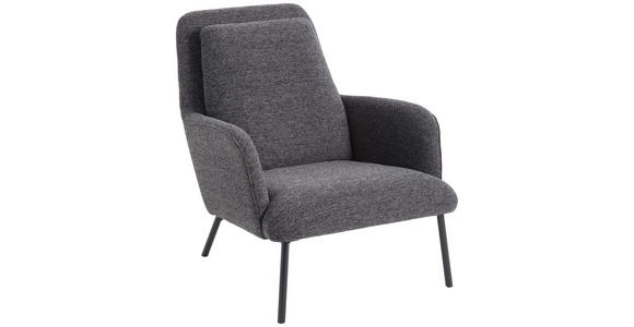 SESSEL in Flachgewebe Anthrazit  - Anthrazit/Schwarz, Design, Textil/Metall (73/85/96cm) - Johann Jakob