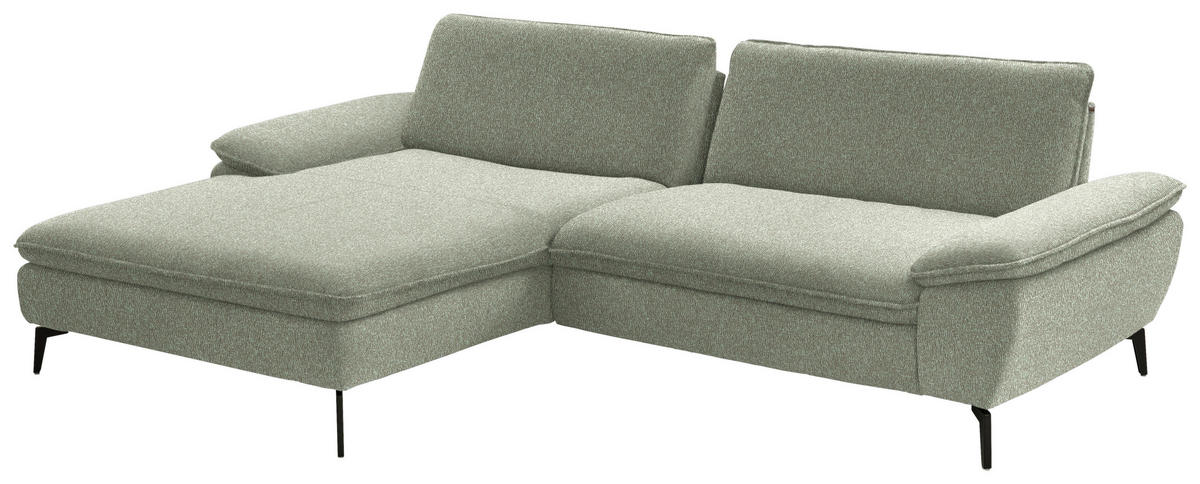 ECKSOFA in Webstoff Hellgrün  - Schwarz/Hellgrün, Design, Textil/Metall (197/295cm) - Valdera