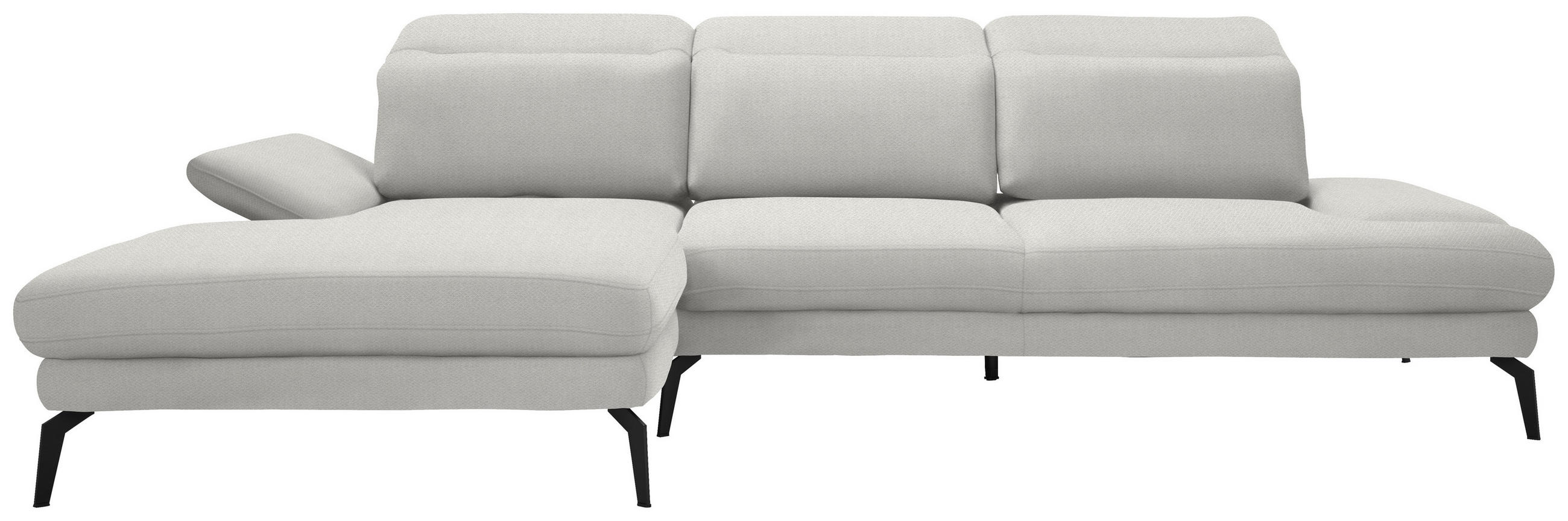 ECKSOFA in Chenille Grauweiß  - Grauweiß/Schwarz, Design, Textil/Metall (180/289cm) - Stylife