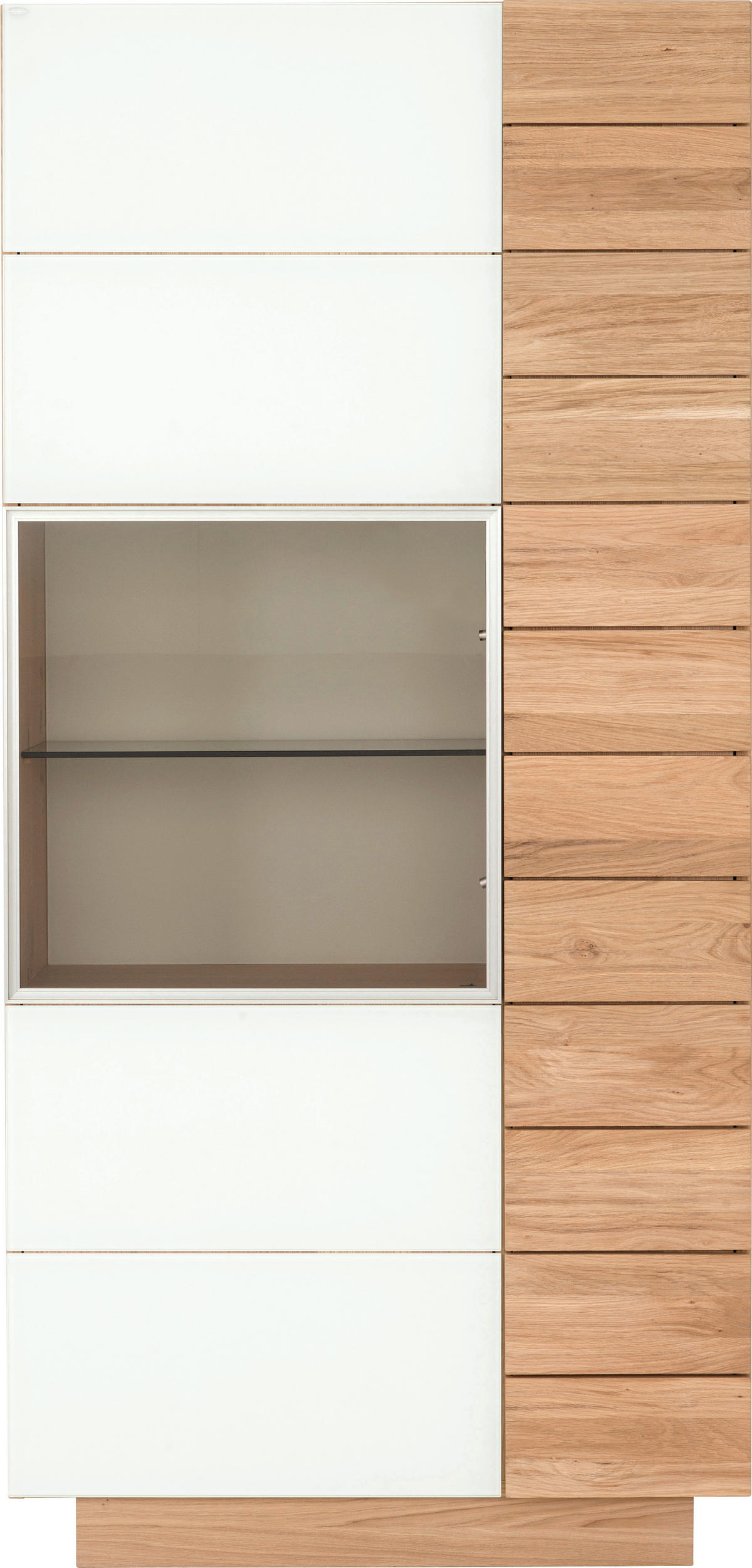 VITRINE  in massiv, mehrschichtige Massivholzplatte (Tischlerplatte) Wildeiche Eichefarben, Weiß  - Eichefarben/Weiß, Design, Glas/Holz (96/202/42,5cm) - Voglauer