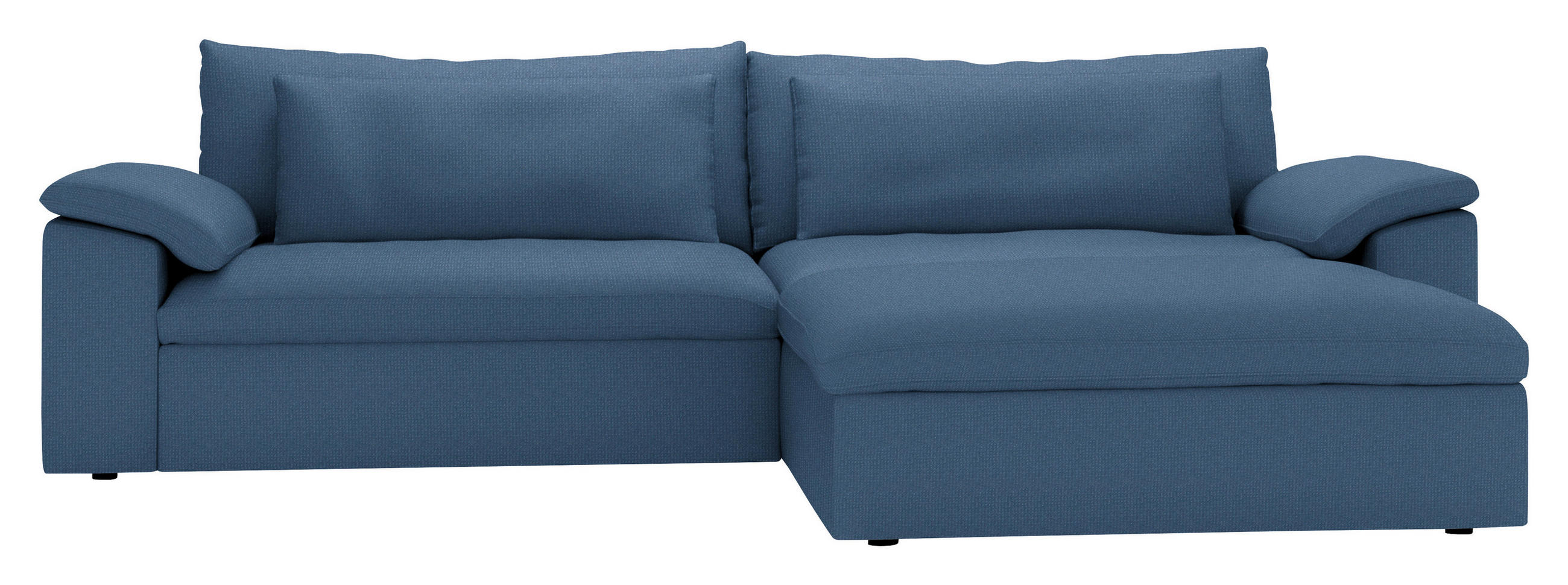 ECKSOFA 306/198 cm  in Chenille Dunkelblau Rückenkissen, Nierenkissen, Armlehnenkissen, Rücken echt  306/198 cm  - Schwarz/Dunkelblau, MODERN, Kunststoff/Textil (306/198cm) - Carryhome