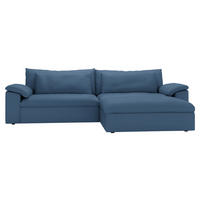 ECKSOFA  Chenille Dunkelblau  - Schwarz/Dunkelblau, Modern, Kunststoff/Textil (306/198cm) - Carryhome