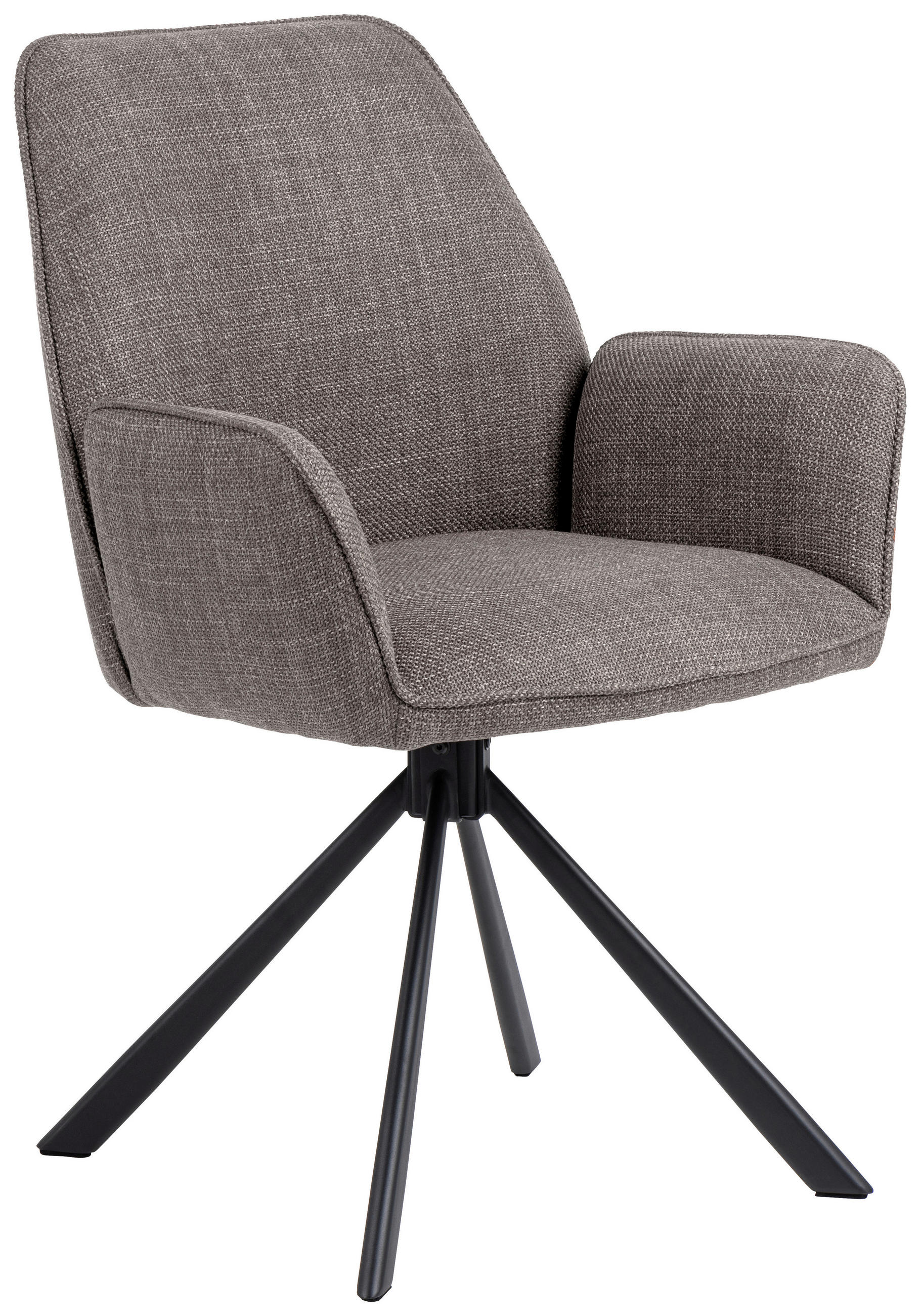 ARMLEHNSTUHL Webstoff  - Graubraun/Schwarz, Trend, Textil/Metall (61/88,5/63cm) - MID.YOU