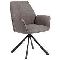 ARMLEHNSTUHL  in Webstoff  - Graubraun/Schwarz, Trend, Textil/Metall (61/88,5/63cm) - MID.YOU