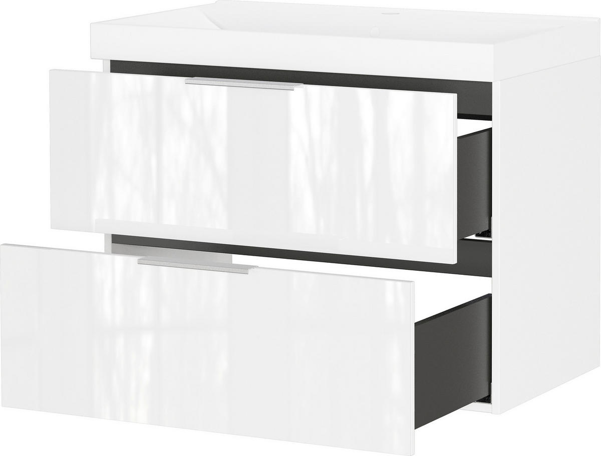 WASCHTISCHKOMBI  - Chromfarben/Weiß, Design, Glas/Keramik (81/65/46cm) - Germania