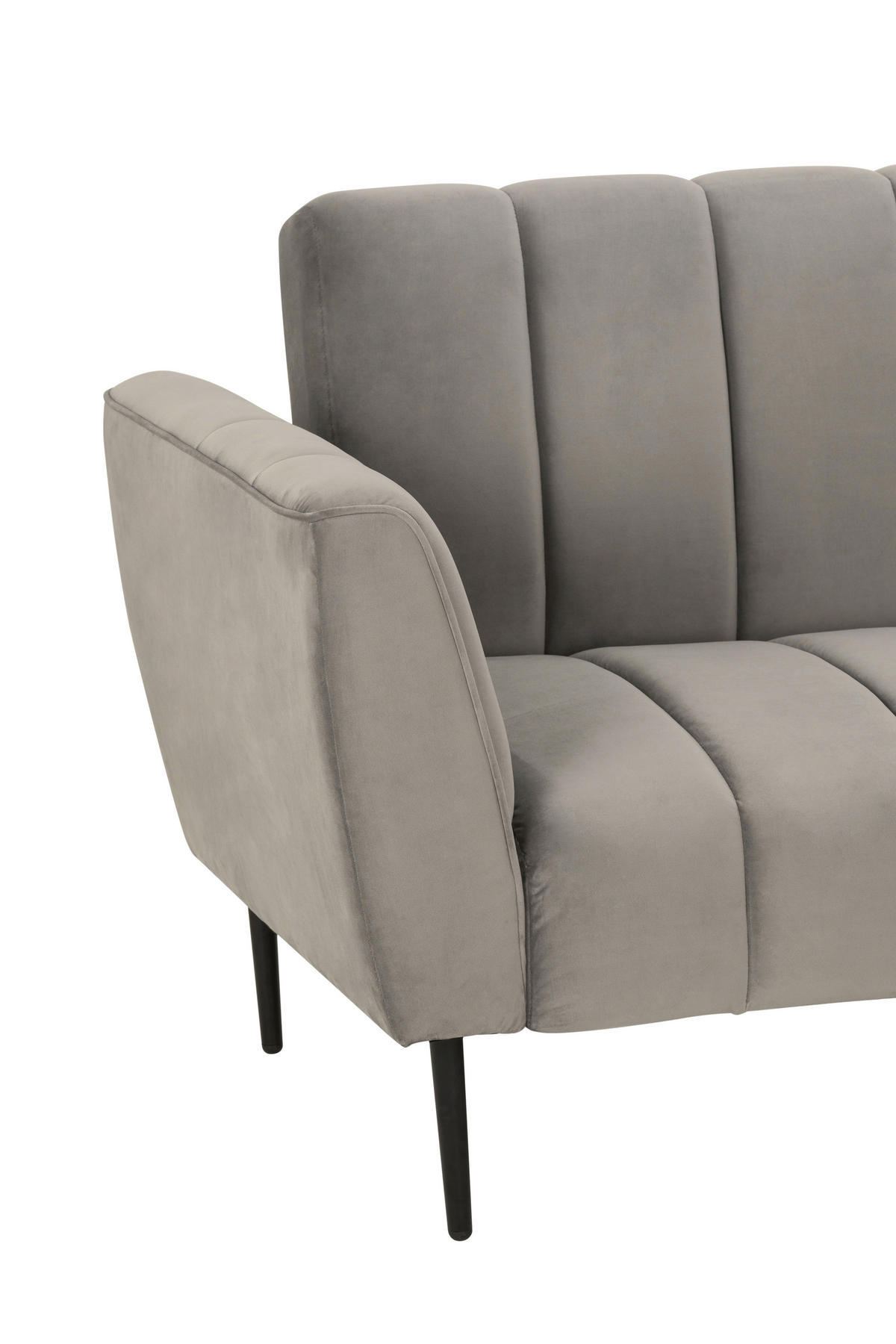 ECKSOFA Grau Samt  - Schwarz/Grau, MODERN, Textil/Metall (253/87/169cm) - P & B