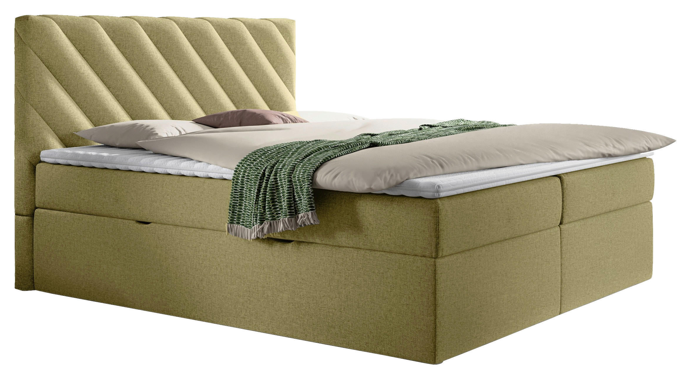 BOXBETT 140/200 cm  in Grün  - Schwarz/Grün, Modern, Textil (140/200cm) - MID.YOU