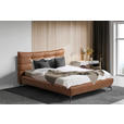 POLSTERBETT 180/200 cm,  in Cognac, gepolstertes Kopfteil,  - Cognac/Schwarz, Design, Leder/Metall (180/200cm) - Esposa