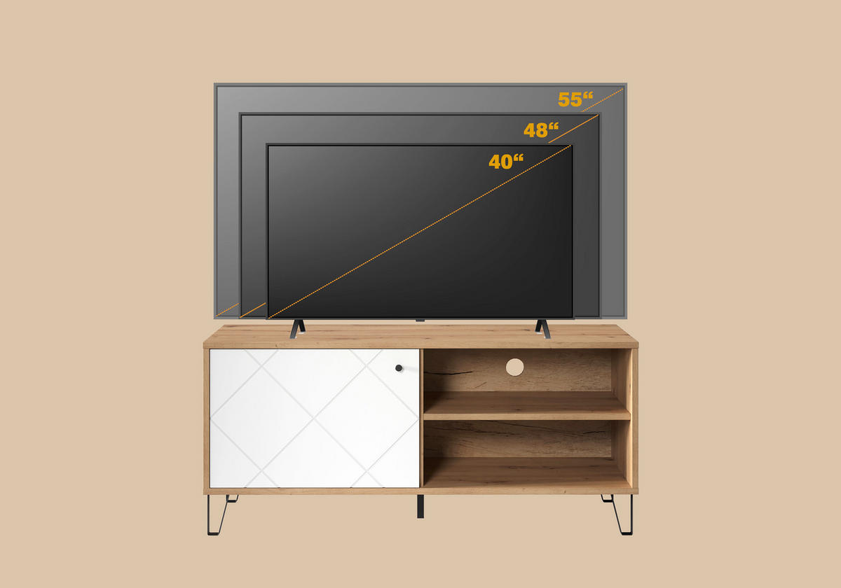 LOWBOARD TOUCH  123/56/40 cm  - Schwarz/Weiß, Design, Holzwerkstoff/Kunststoff (123/56/40cm) - MID.YOU