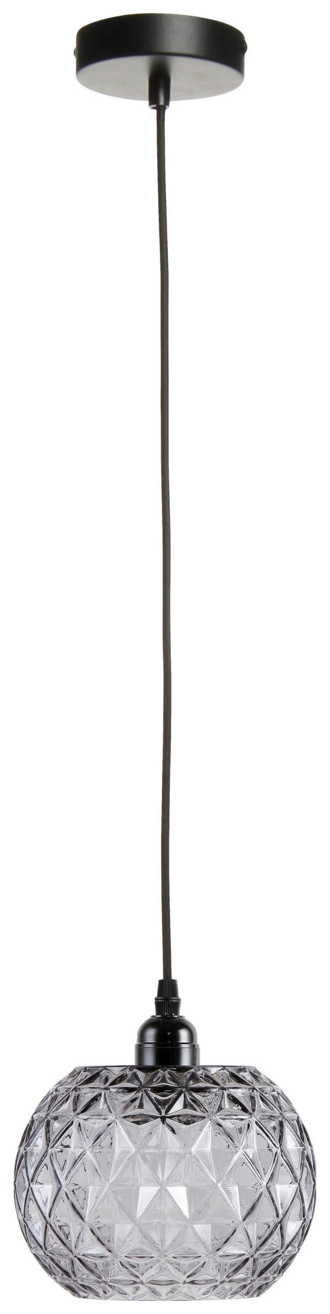ZÁVESNÉ SVIETIDLO, 18/18/18 cm  - číra/sivá, Basics, sklo (18/18/18cm) - MID.YOU