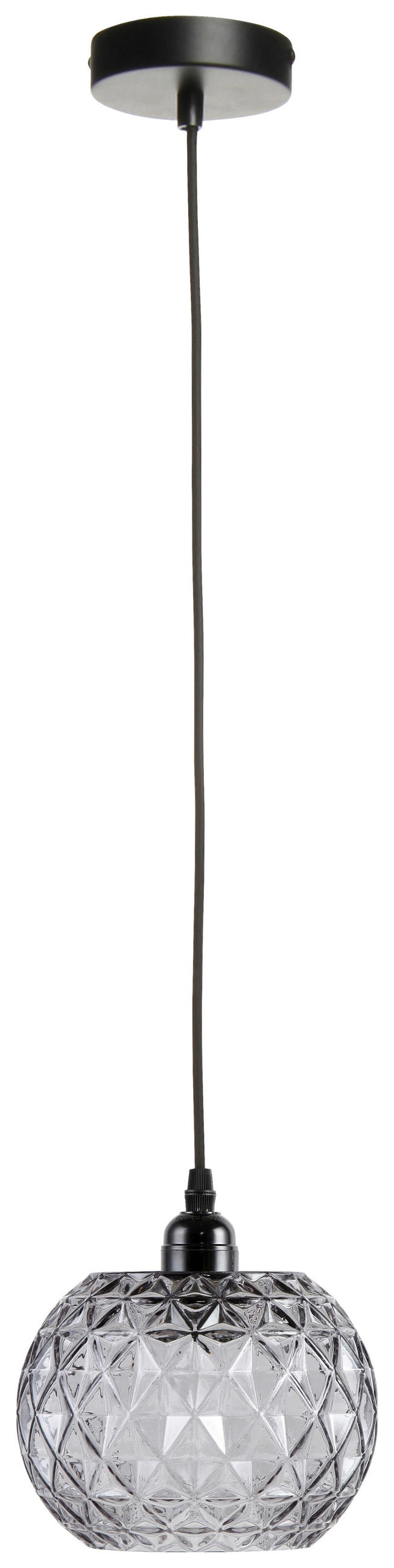 ZÁVESNÉ SVIETIDLO, 18/18/18 cm  - číra/sivá, Basics, sklo (18/18/18cm) - MID.YOU