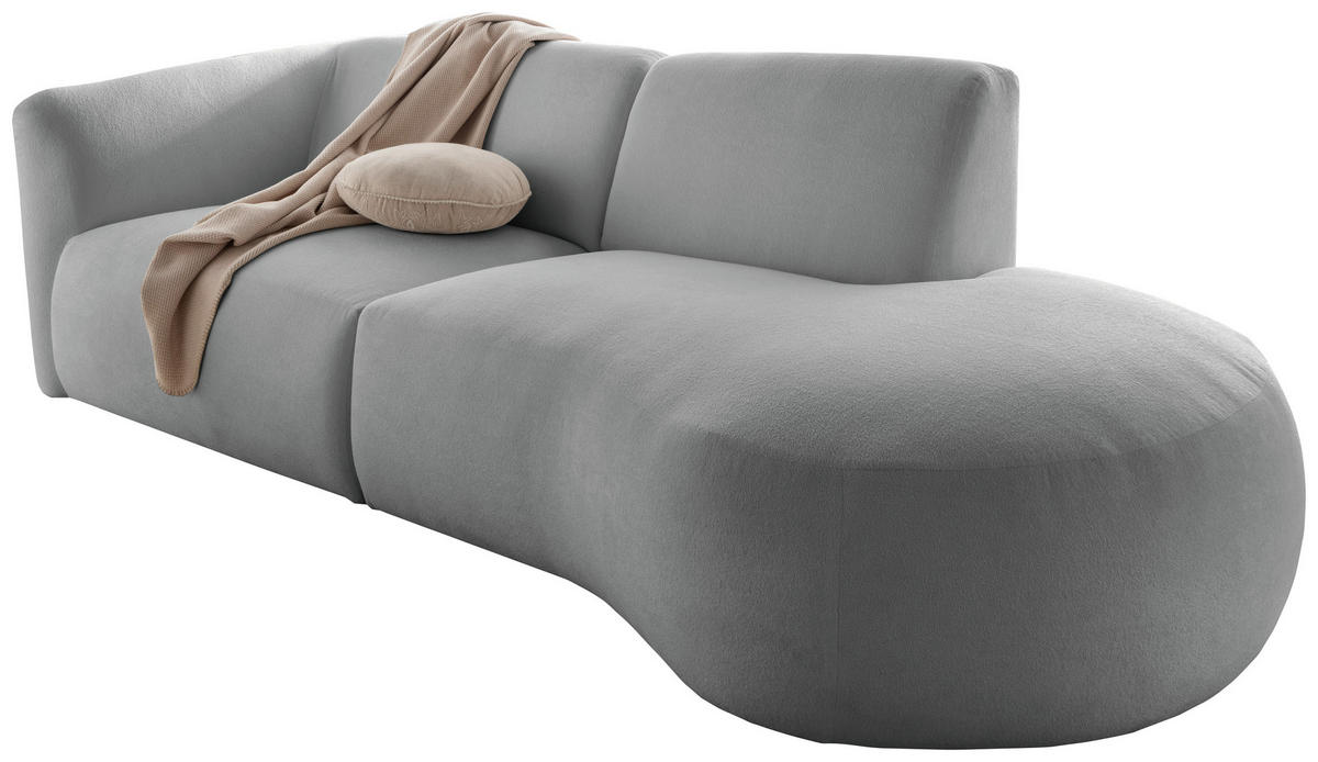 ECKSOFA in Mikrofaser Silberfarben  - Silberfarben/Schwarz, Modern, Kunststoff/Textil (238/107cm) - Livetastic