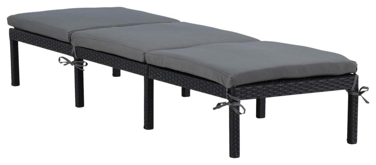 SONNENLIEGE 59/84/198 cm  - Schwarz, KONVENTIONELL, Kunststoff (59/84/198cm) - Gardenson