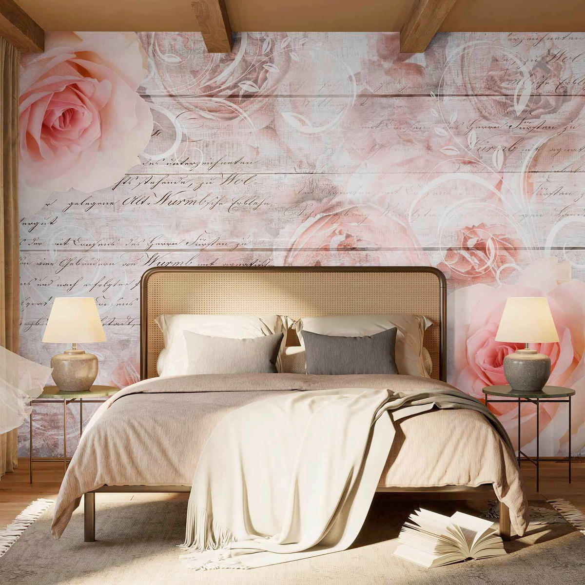 FOTOTAPETE  - Hellrosa/Grauweiß, LIFESTYLE, Textil (450/315cm) - artgeist