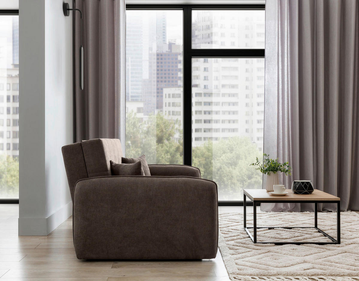 SCHLAFSOFA in Chenille Braun  - Silberfarben/Braun, Design, Kunststoff/Textil (155/105/75cm) - MID.YOU