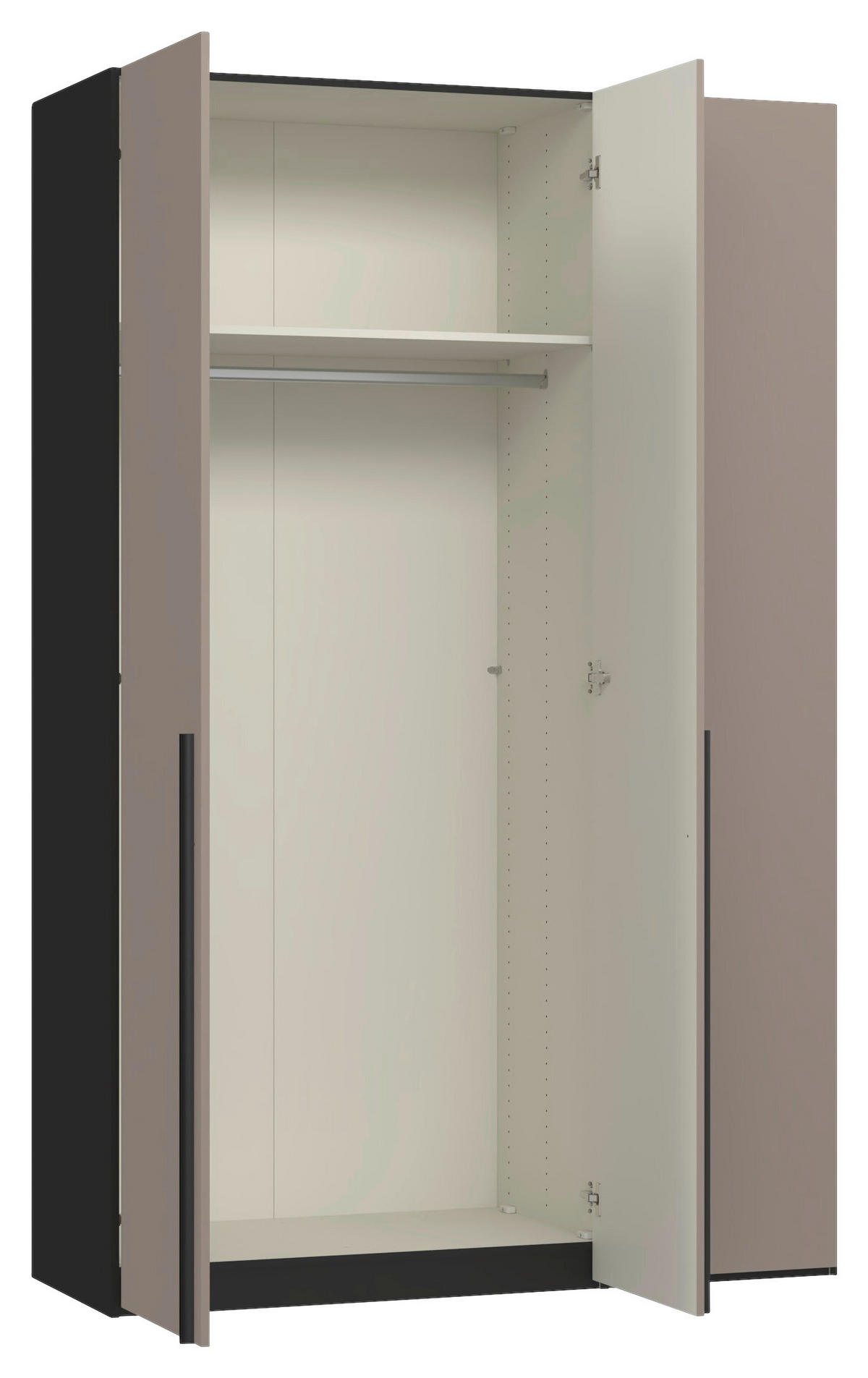 DREHTÜRENSCHRANK 152/236/59 cm,  in Schwarz, Hellbraun, 3-türig  - Hellbraun/Schwarz, Design, Glas/Holzwerkstoff (152/236/59cm) - Jutzler