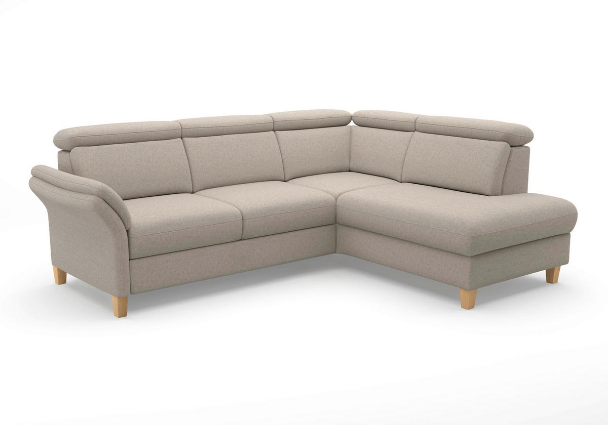 ECKSOFA Flachgewebe Taupe  - Taupe/Eichefarben, Konventionell, Holz/Textil (247/193cm) - Sit & More