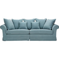 BIGSOFA in Flachgewebe Hellblau  - Dunkelbraun/Hellblau, Trend, Holz/Textil (264/70/111cm) - MID.YOU