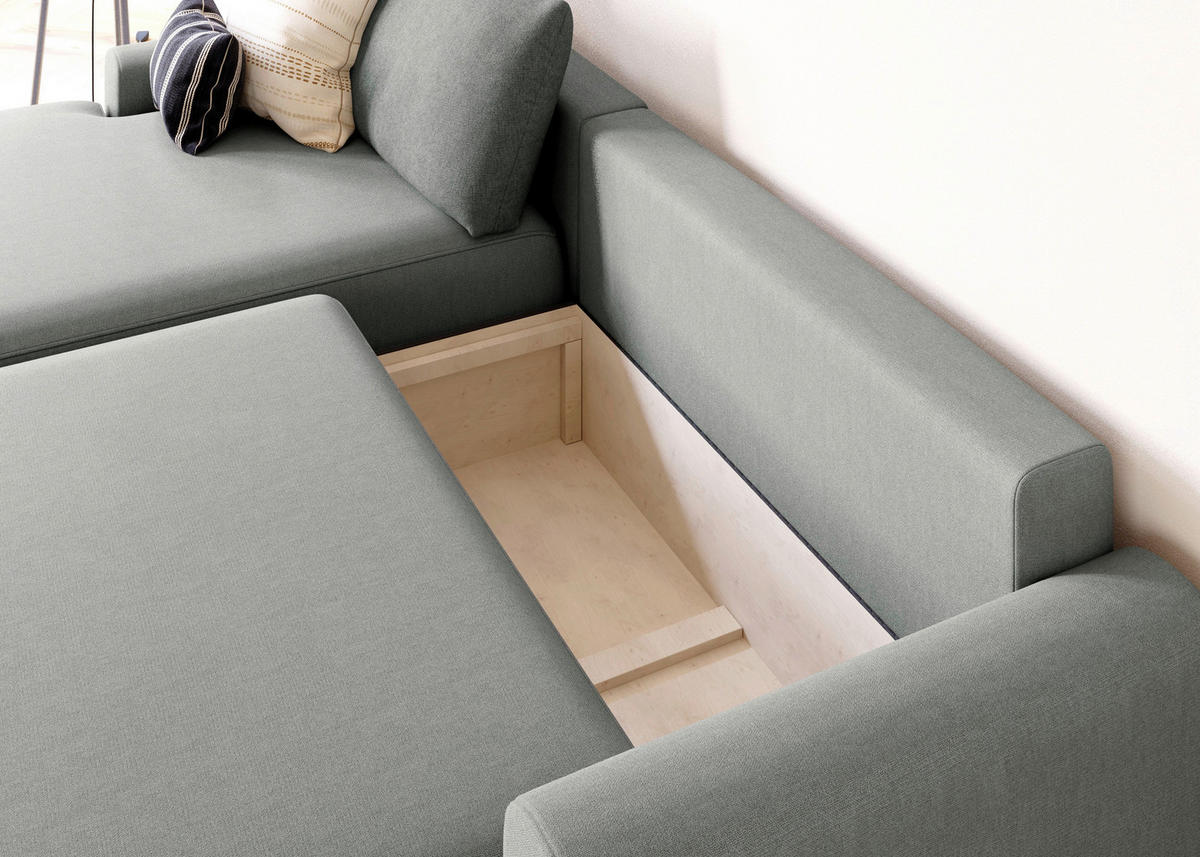 ECKSCHLAFSOFA in Struktur Grau  - Schwarz/Grau, Modern, Kunststoff/Textil (167/253cm) - Trendmanufaktur