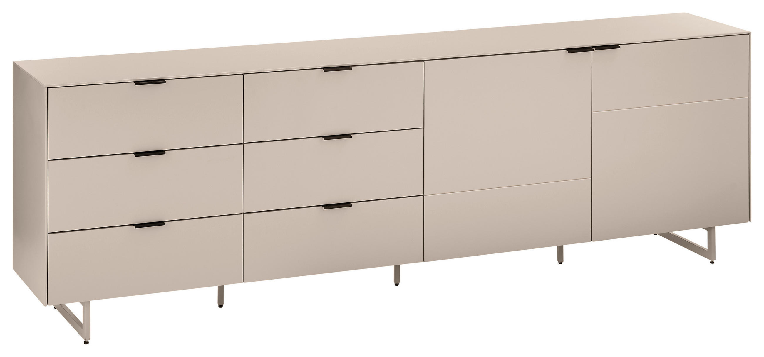 TV-ELEMENT Schwarz, Kaschmir  220/70/38 cm  - Kaschmir/Schwarz, MODERN, Holzwerkstoff/Metall (220/70/38cm) - Carryhome