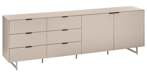 TV-ELEMENT Schwarz, Kaschmir  220/70/38 cm  - Kaschmir/Schwarz, MODERN, Holzwerkstoff/Metall (220/70/38cm) - Carryhome