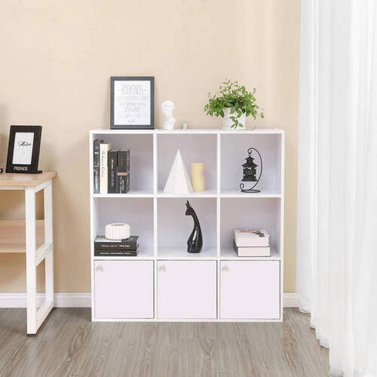 NÁSTENNÁ KNIŽNICA, biela, 98/98/30 cm - biela, Basics, kompozitné drevo/plast (98/98/30cm) - Boxxx