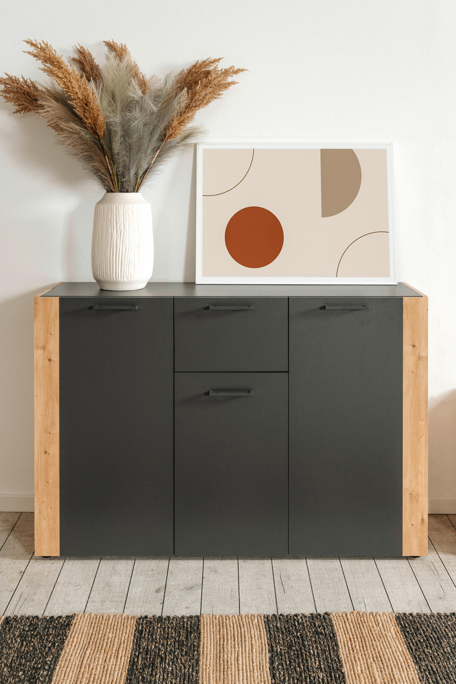 SIDEBOARD 125,5/85/34,5 cm  in Anthrazit, Eiche Artisan  - Anthrazit/Schwarz, Design, Holzwerkstoff/Kunststoff (125,5/85/34,5cm) - MID.YOU