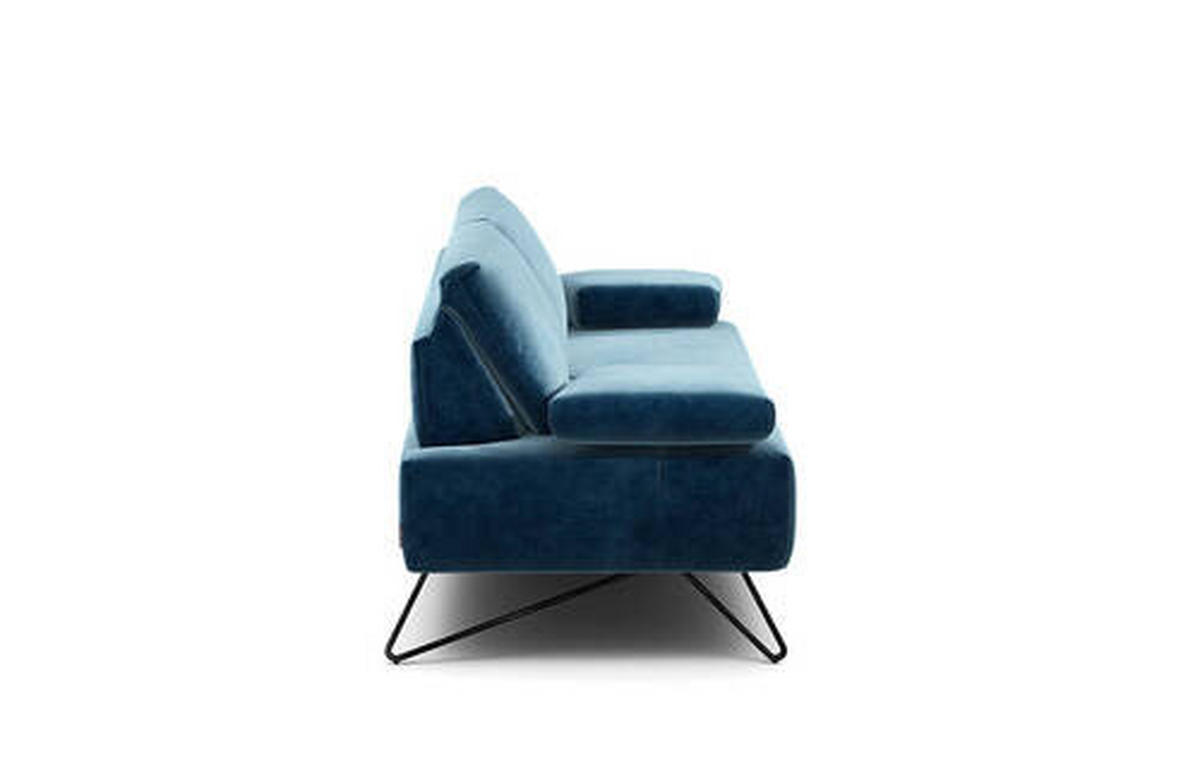 2-SITZER-SOFA in Samt Blau  - Blau/Schwarz, Design, Textil/Metall (164-194/85/86-94cm) - SENSOO