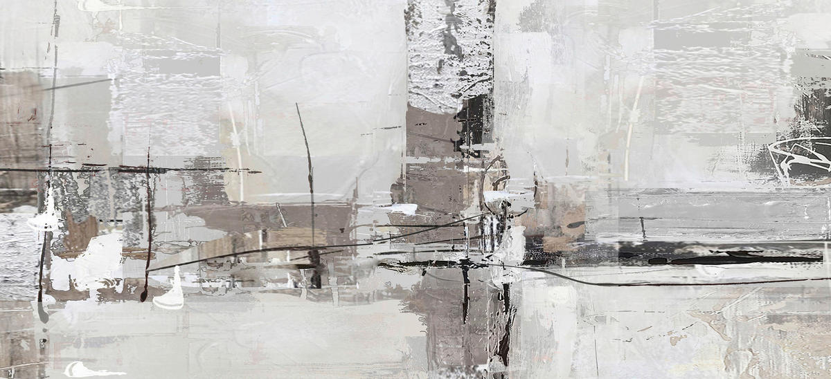 OLJNA SLIKA  120/55 cm   - siva/bela, Design, tekstil/les (120/55cm) - Monee